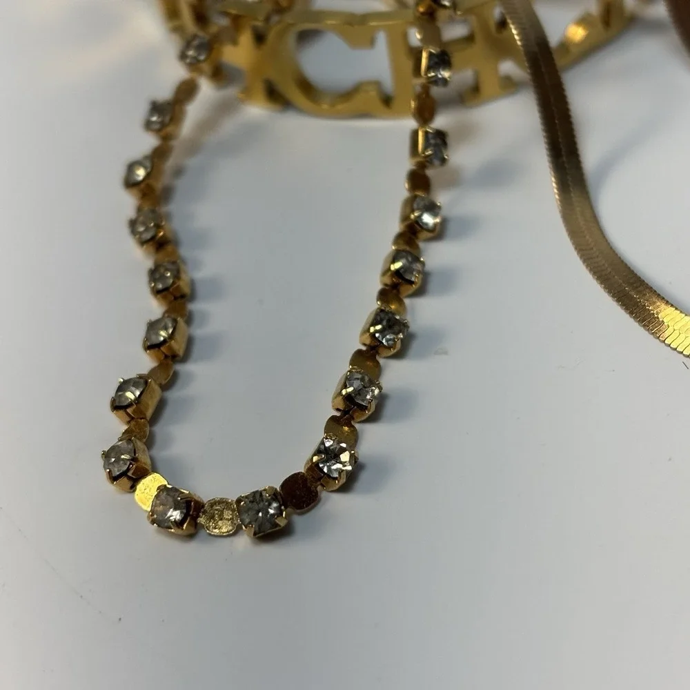 Fashion Bracelet Lot Gold Tone Lightweight Chains Hinge Clamper Glam - Picture 3 of 11